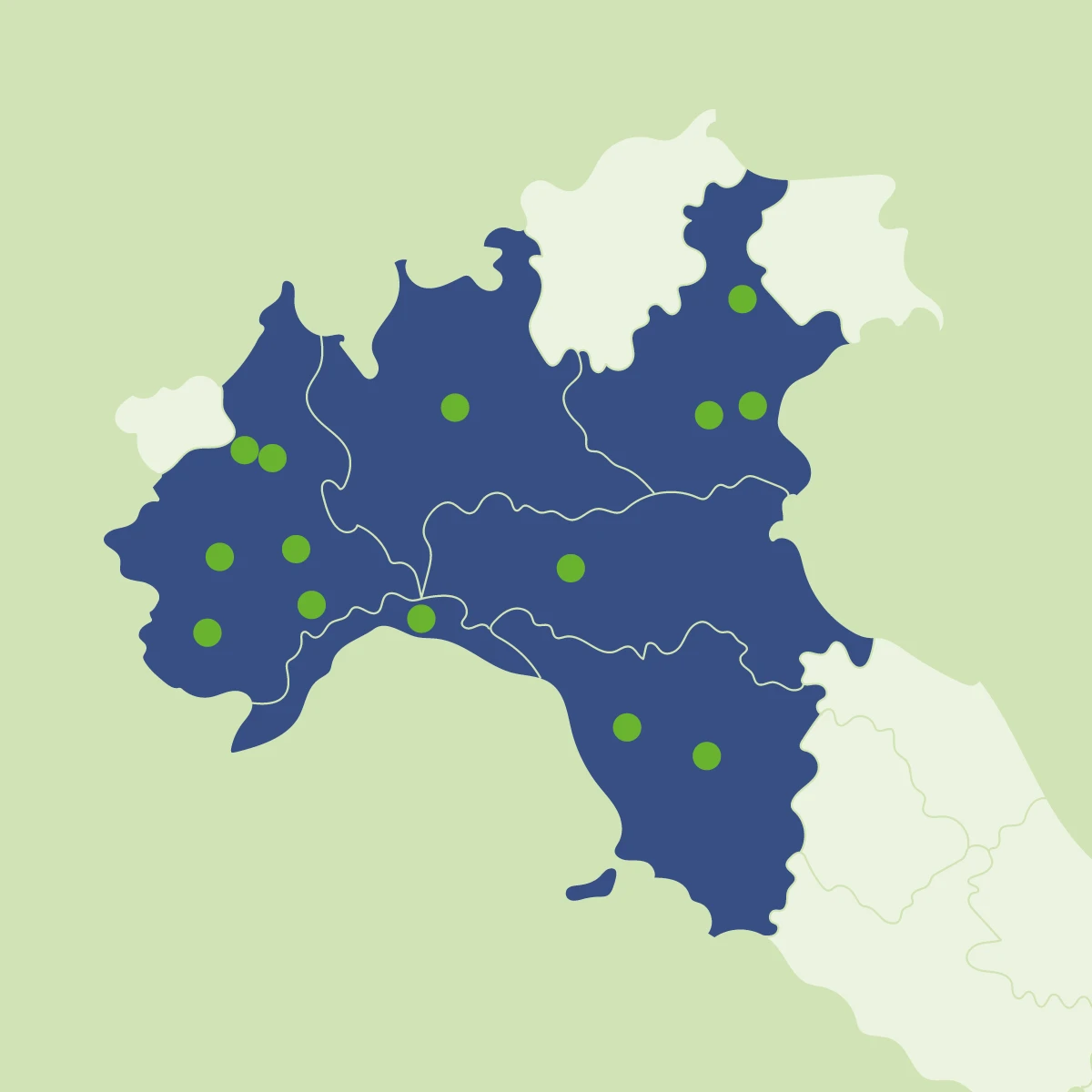 Mappa delle piattaforme ReLife Recycling nel Nord Italia